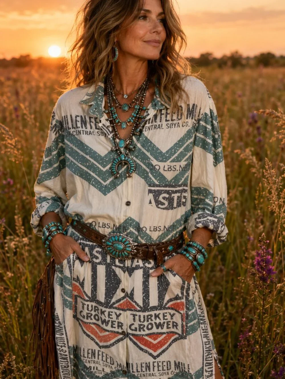 Flour Sack Button Down Dress - Picture 2 of 6